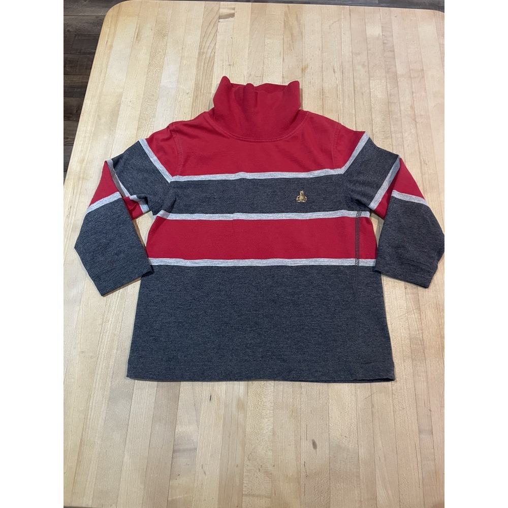 Baby Gap Bear Long Sleeve Red & Gray Shirt Chest Stripe Boys Size 2 Yr Y2K Vtg